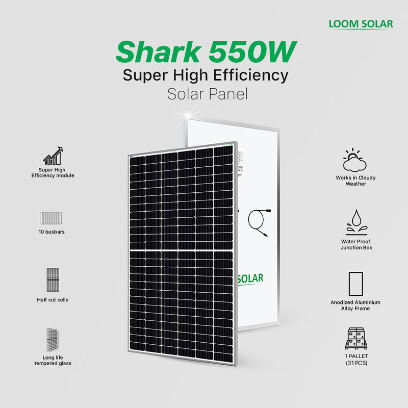 Loom Solar Panel - SHARK 550 Watt - Mono Perc Half Cut