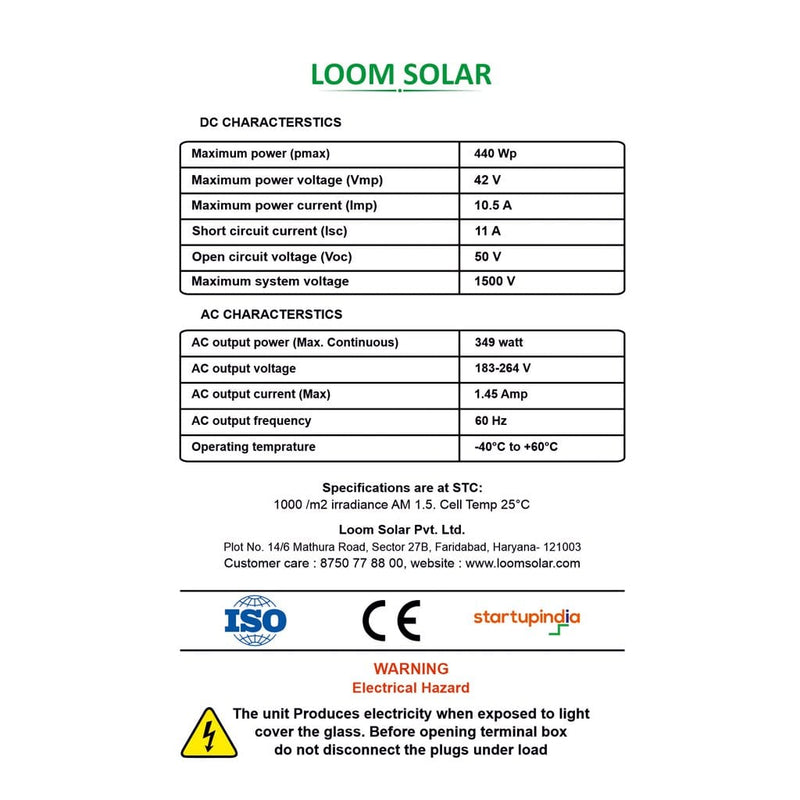 25 Years Warranty Loom solar 10 kw grid connected AC Module