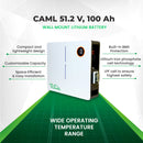 CAML 51.2 V 100 Ah, 5.12 kWh LiFePO4 Battery - Wall Mount