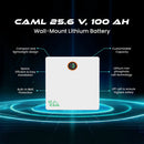 CAML 25.6 V 100 Ah, 2.56 kWh LiFePO4 Wall-Mount - Lithium Battery