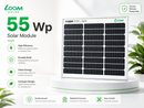 Loom Solar Mono PERC, Half Cut 55 Wp, 12 V Portable Solar Panel for Home Lighting System & DIY Projects